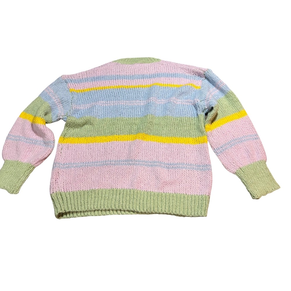 easel Pastel Striped Crewneck Sweater in Pink, Blue, Green & Yellow - Picture 7 of 9